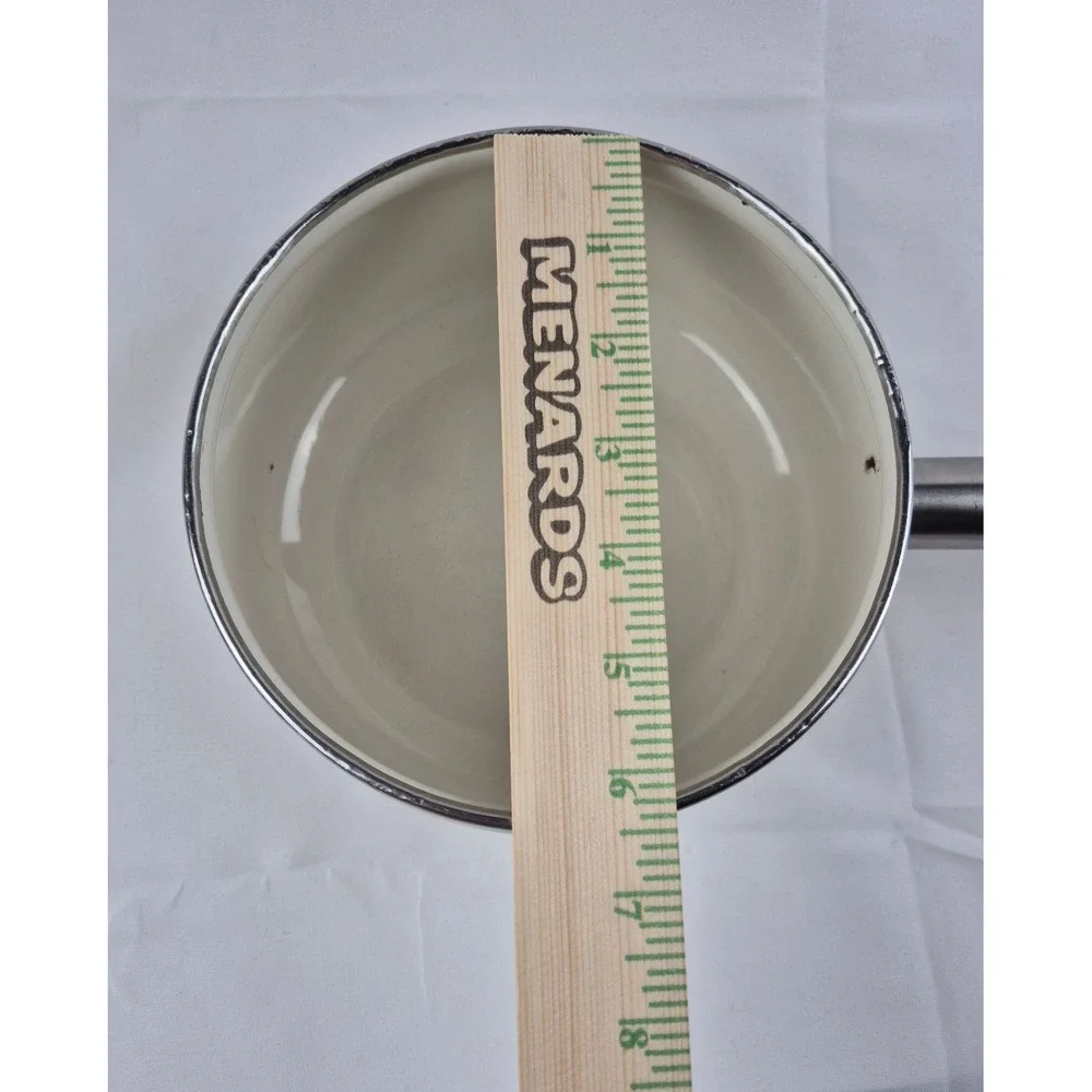 Kingsbury‎ Dogwood Collection Enamel Saucepan with Lid Vintage Japan Wood Handle